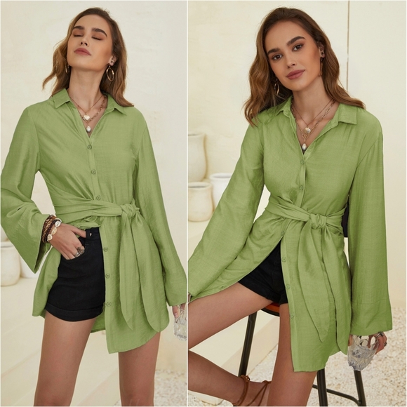 Matcha Glow Mini Shirt Dress - Picture 3 of 8